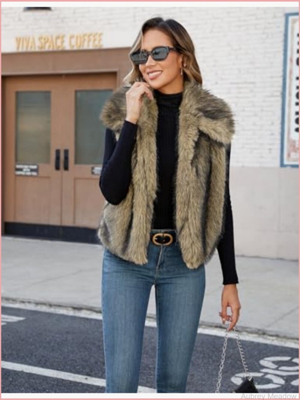 Faux Fur Vest Sleeveless Open Front Cardigan Cozy Jacket with Pockets - Picture 2 of 6